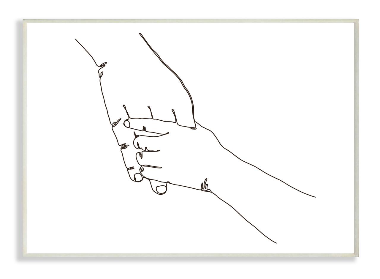 Stupell Industries Family Holding Hands Pose Minimal Linework Wall Plaque